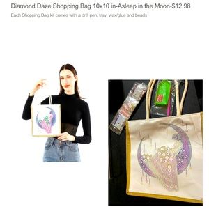 Diamond Daze Shopping Bag with chart slip, drill pen, tray, wax/glue and beads